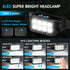 Head Torch Rechargeable 2-Pack, 8 LED 2500L Super Bright Headtorch with Motion Sensor